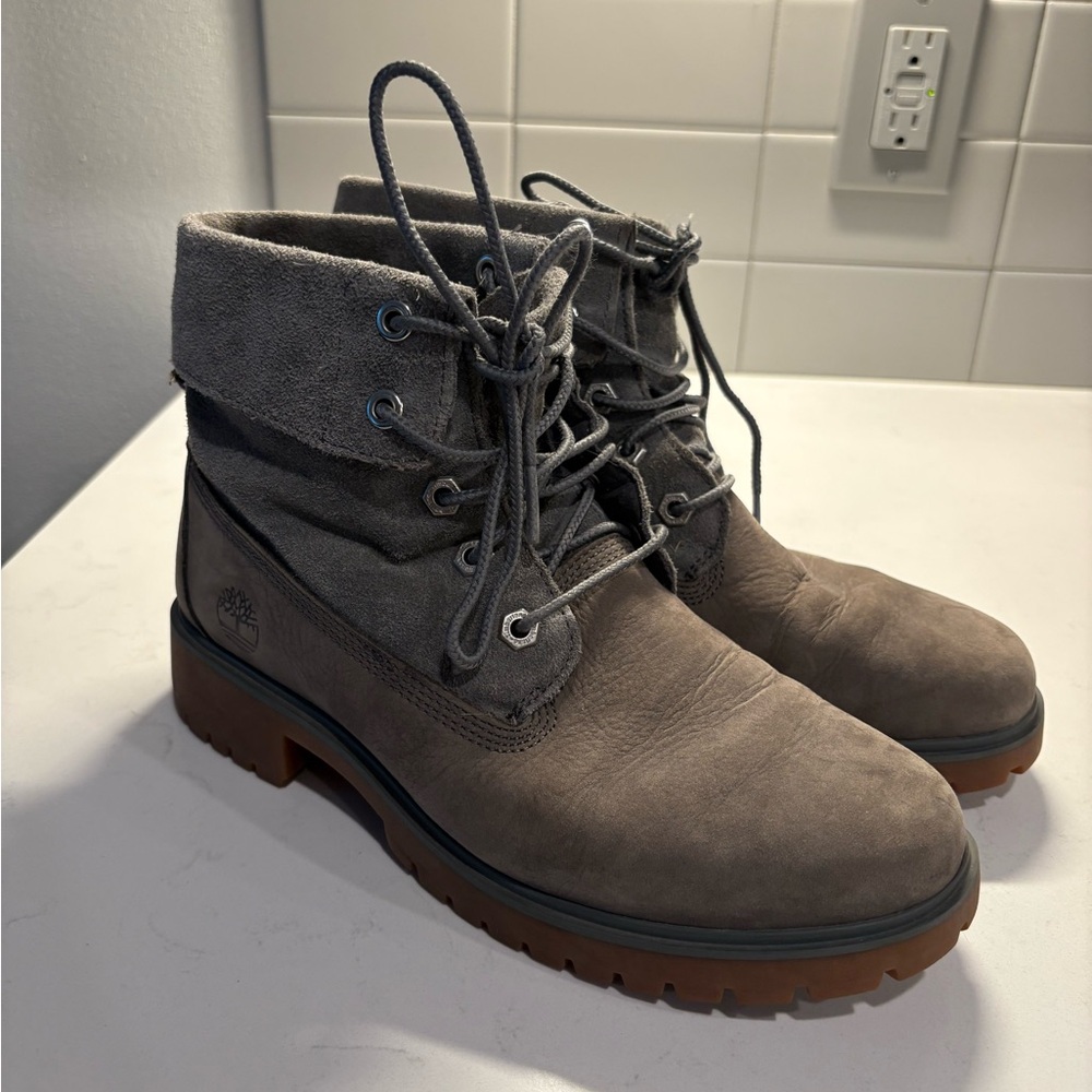 Timberland Gray and Brown Combat Boots